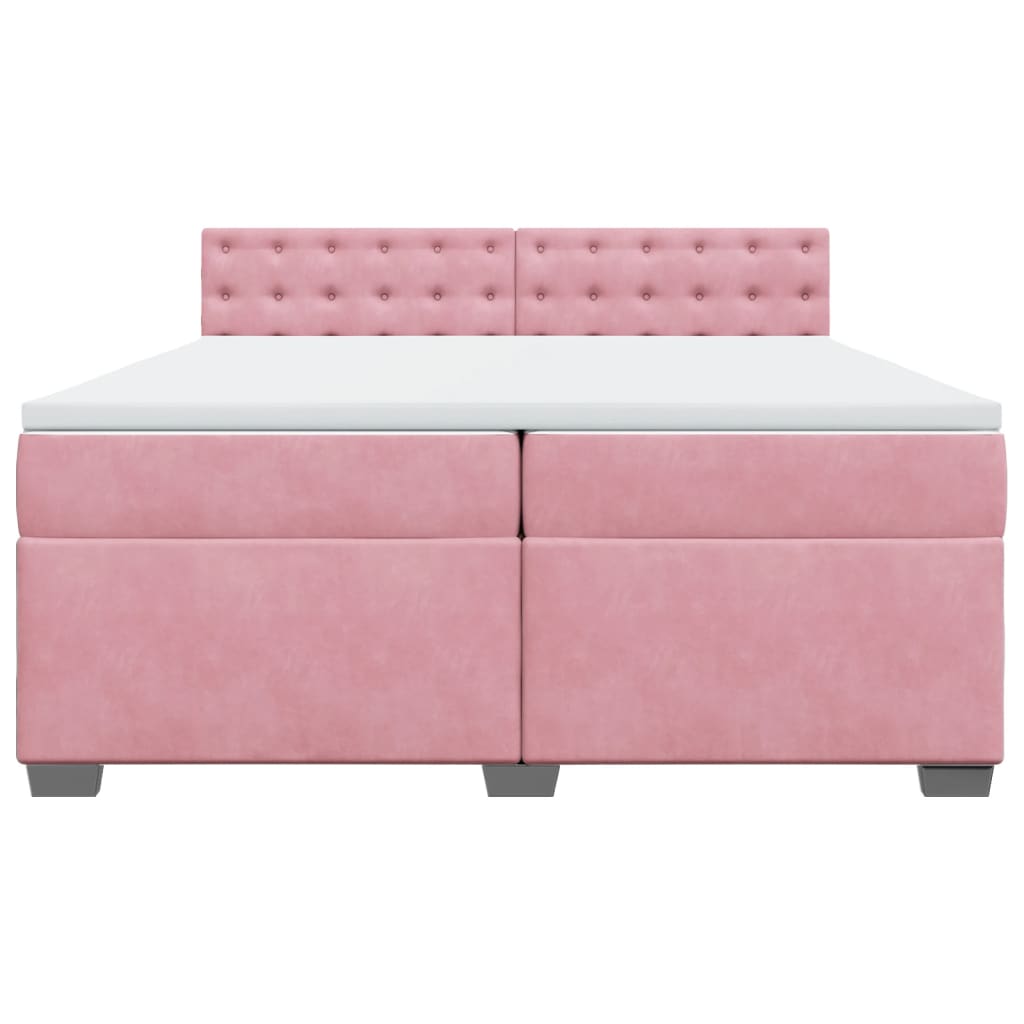 Boxspring met matras fluweel roze 200x200 cm is nu te koop bij PeponiXL, paradijselijk wonen!