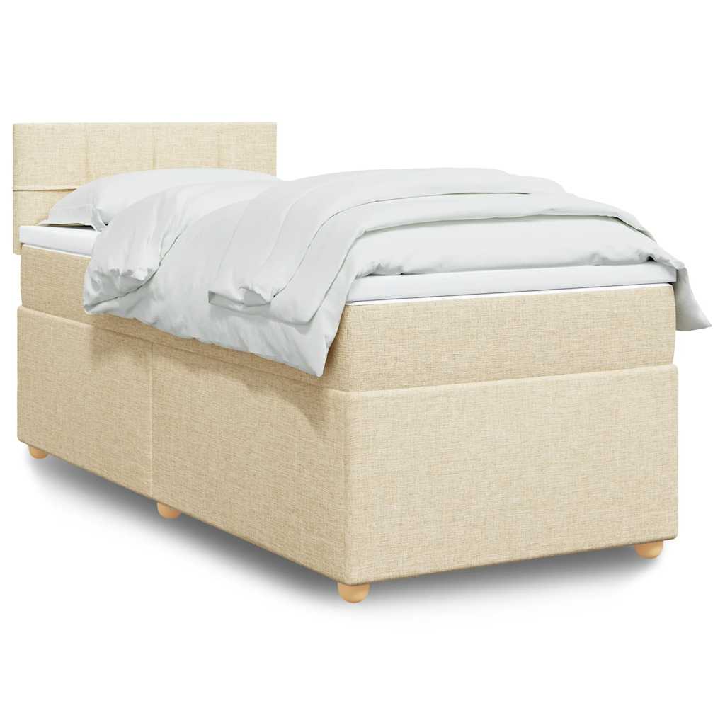 Boxspring met matras stof crèmekleurig 80x200 cm is nu te koop bij PeponiXL, paradijselijk wonen!