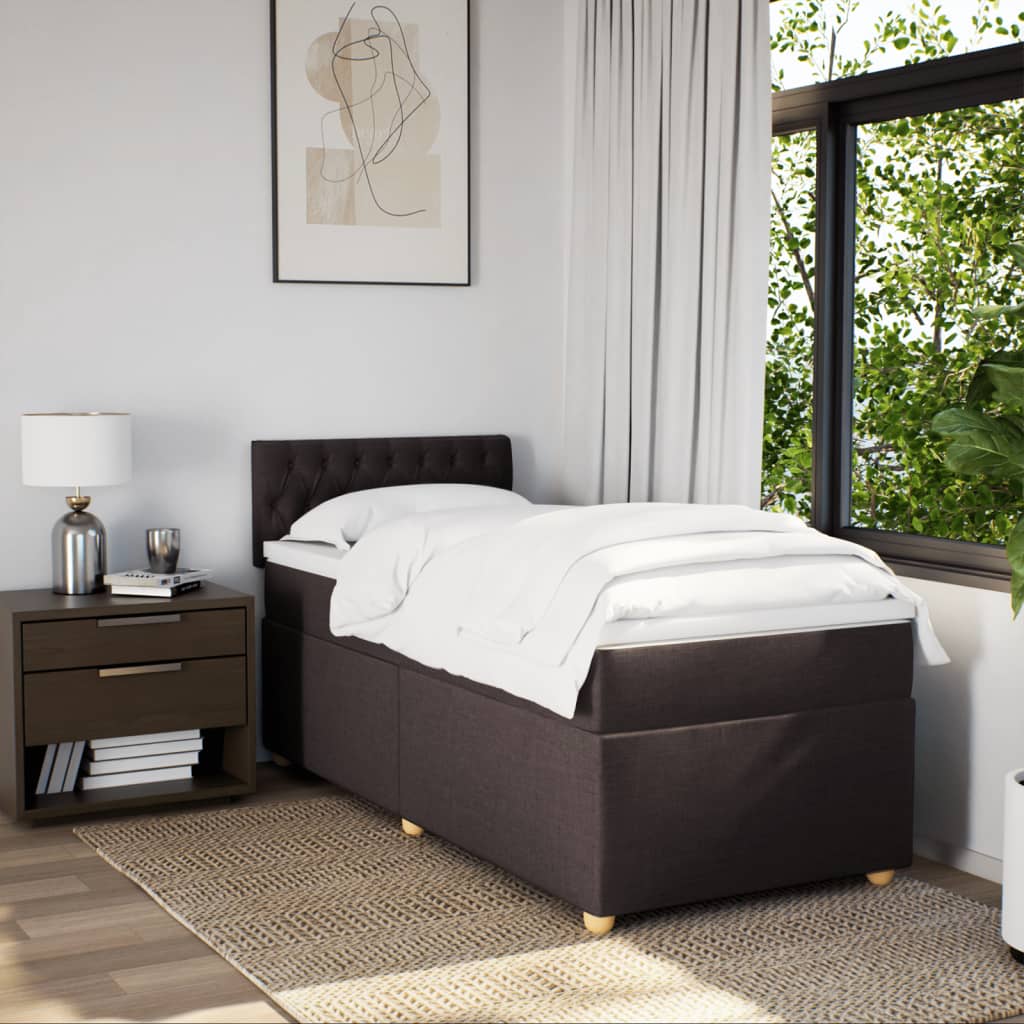 Boxspring met matras stof donkerbruin 80x200 cm is nu te koop bij PeponiXL, paradijselijk wonen!