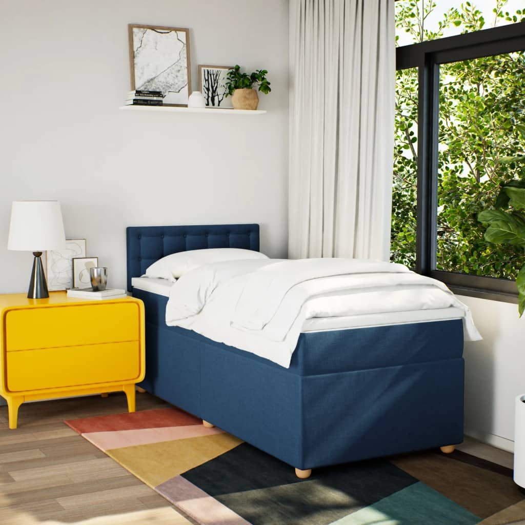 Boxspring met matras stof blauw 80x200 cm is nu te koop bij PeponiXL, paradijselijk wonen!