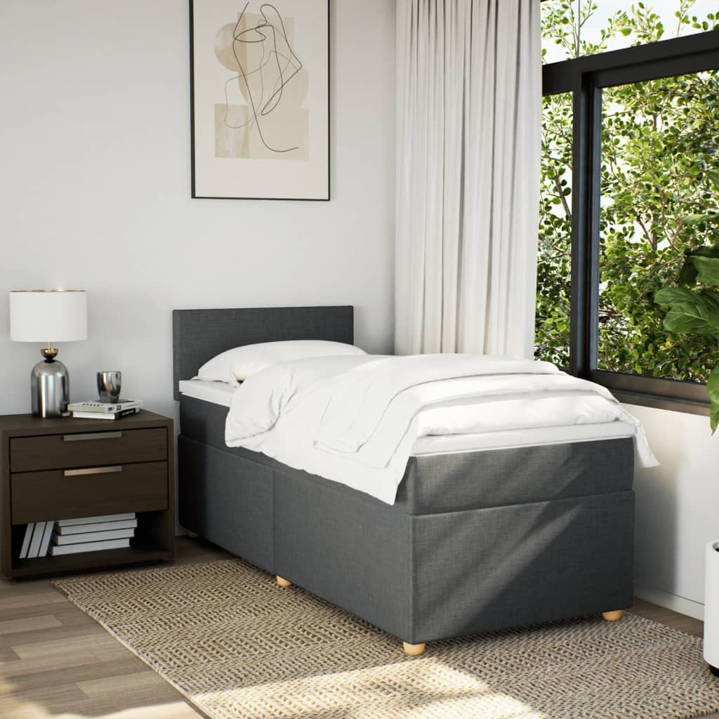 Boxspring met matras stof donkergrijs 90x190 cm is nu te koop bij PeponiXL, paradijselijk wonen!