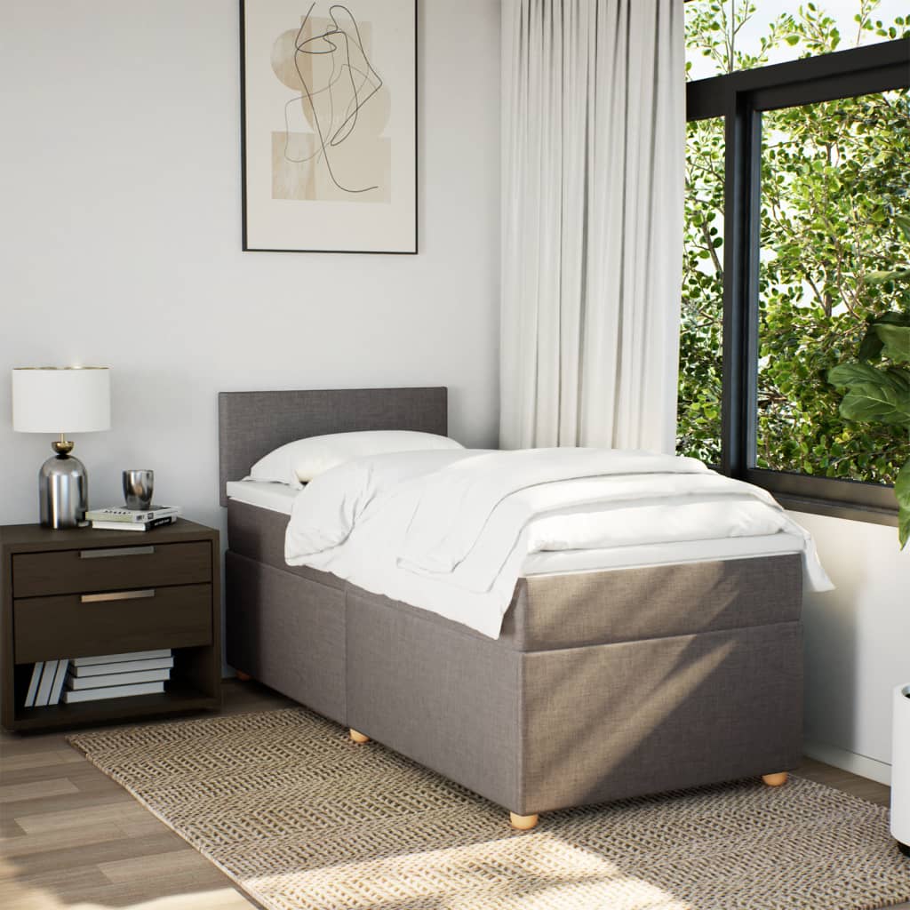 Boxspring met matras stof taupe 90x190 cm is nu te koop bij PeponiXL, paradijselijk wonen!