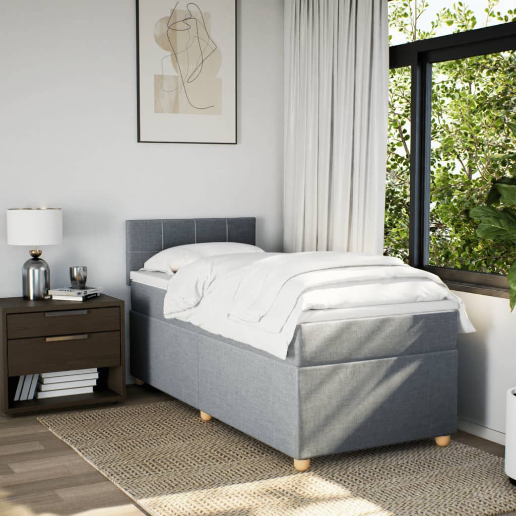 Boxspring met matras stof lichtgrijs 90x190 cm is nu te koop bij PeponiXL, paradijselijk wonen!