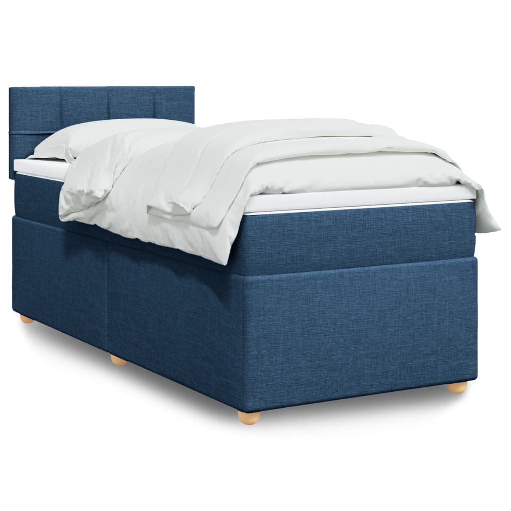 Boxspring met matras stof blauw 90x190 cm is nu te koop bij PeponiXL, paradijselijk wonen!