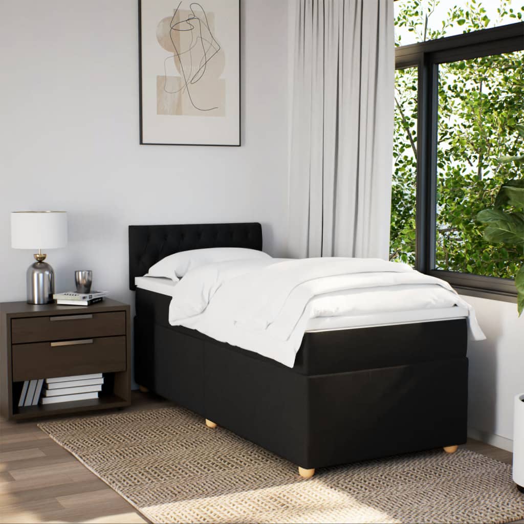 Boxspring met matras stof zwart 90x190 cm is nu te koop bij PeponiXL, paradijselijk wonen!