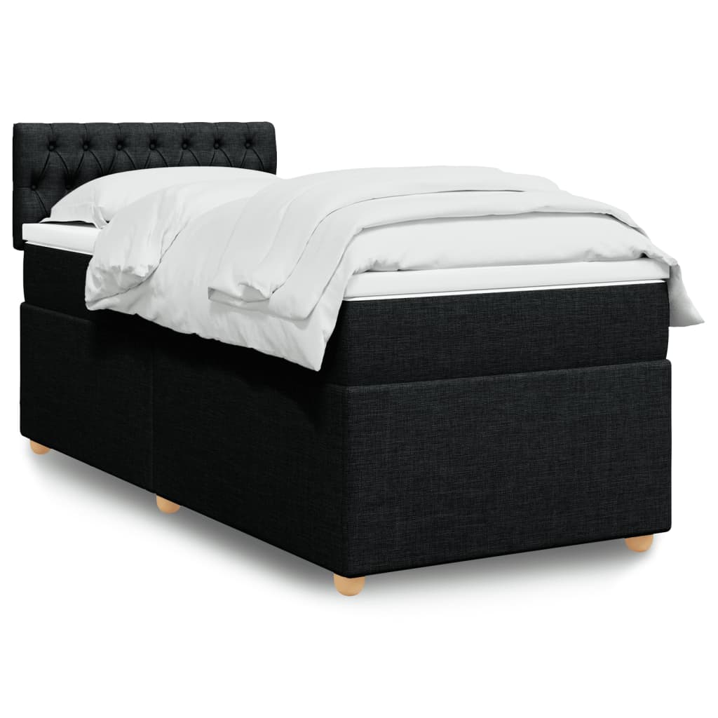 Boxspring met matras stof zwart 90x190 cm is nu te koop bij PeponiXL, paradijselijk wonen!