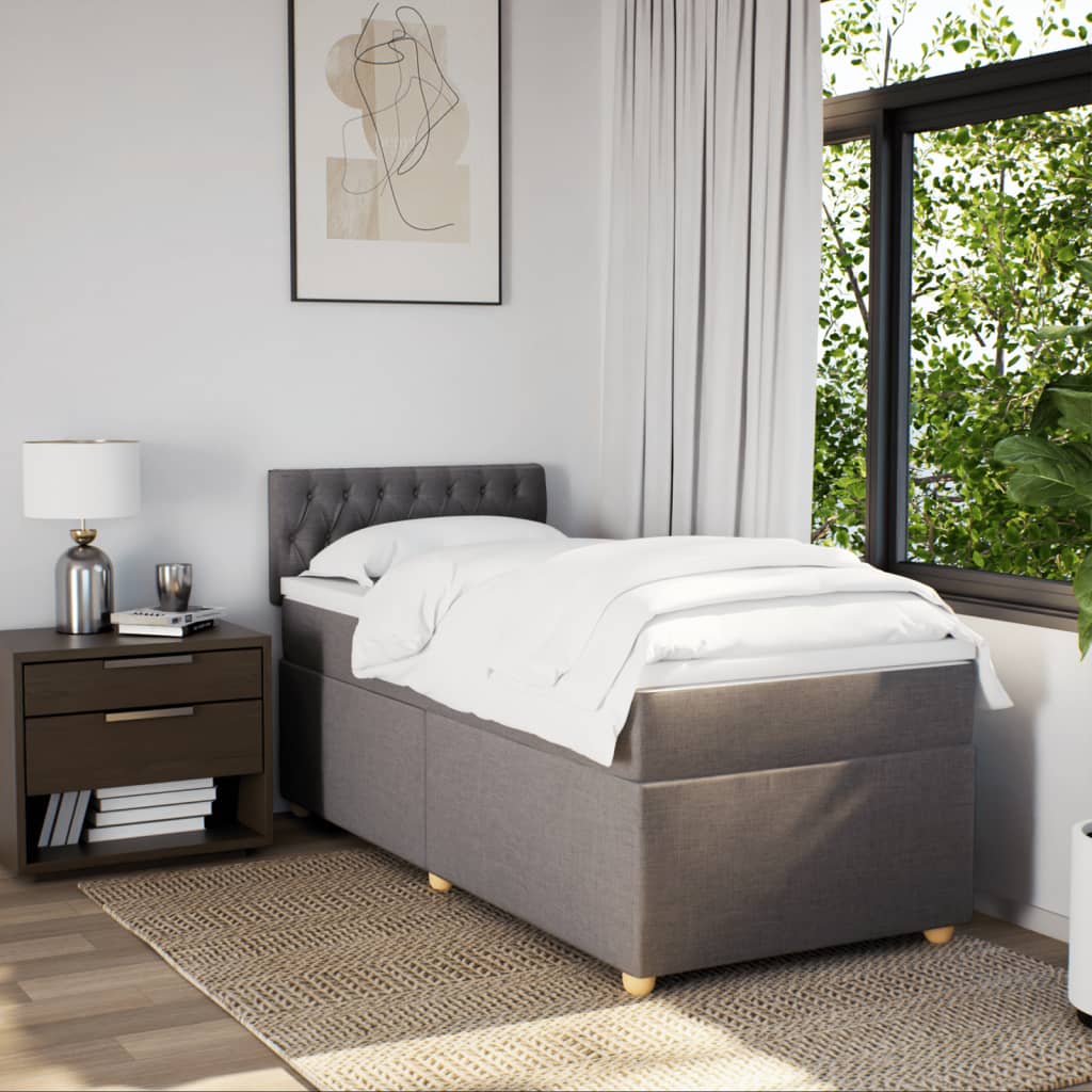 Boxspring met matras stof taupe 90x190 cm is nu te koop bij PeponiXL, paradijselijk wonen!