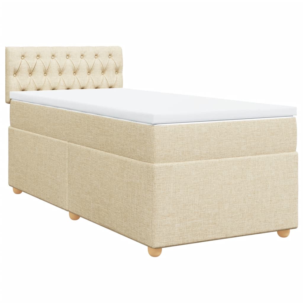 Boxspring met matras stof crèmekleurig 90x190 cm is nu te koop bij PeponiXL, paradijselijk wonen!
