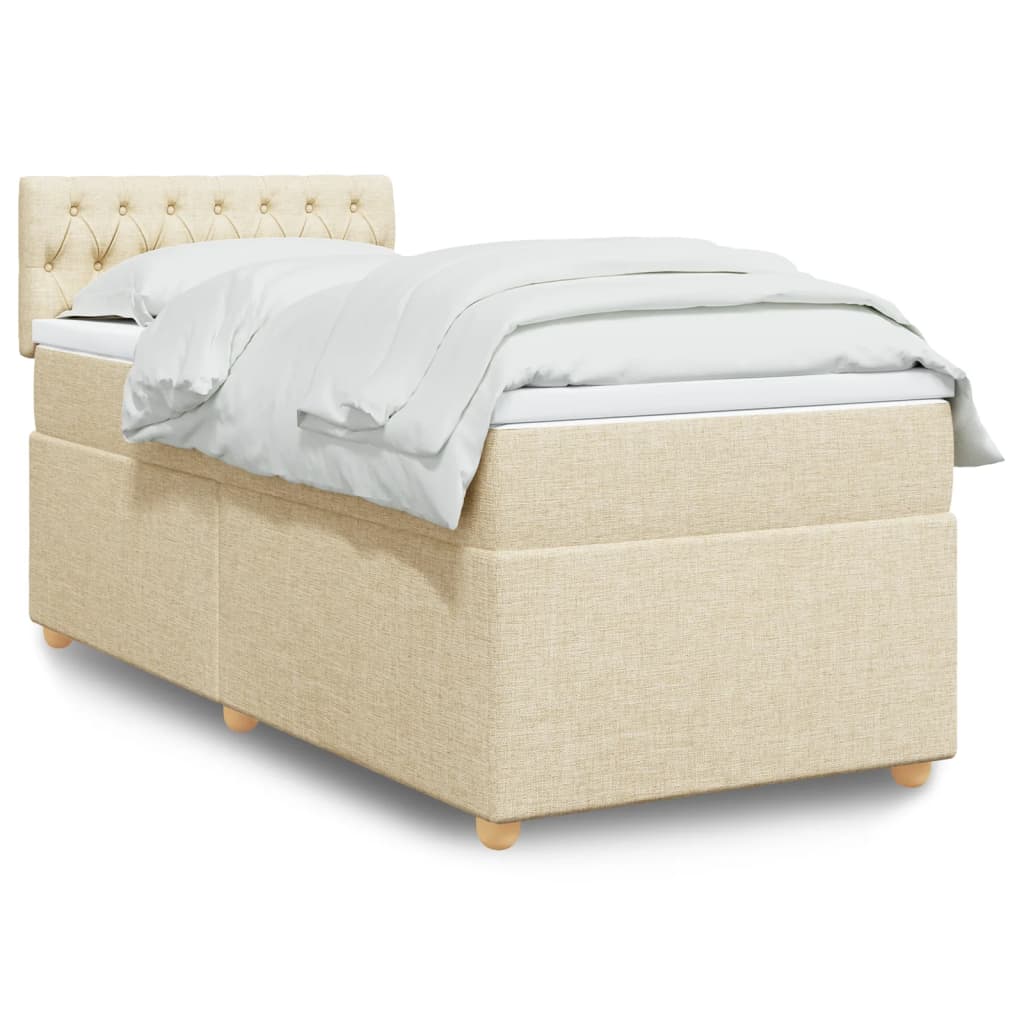 Boxspring met matras stof crèmekleurig 90x190 cm is nu te koop bij PeponiXL, paradijselijk wonen!