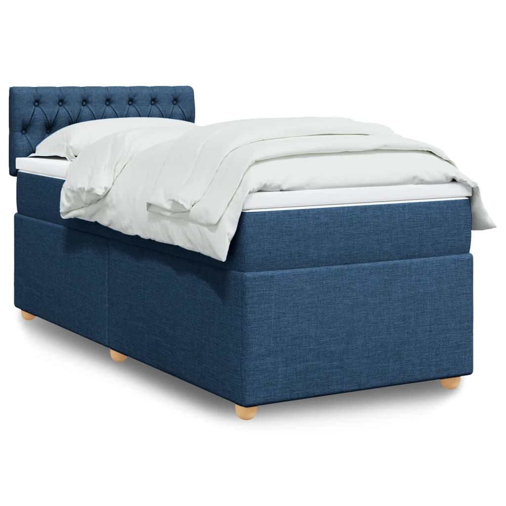 Boxspring met matras stof blauw 90x190 cm is nu te koop bij PeponiXL, paradijselijk wonen!