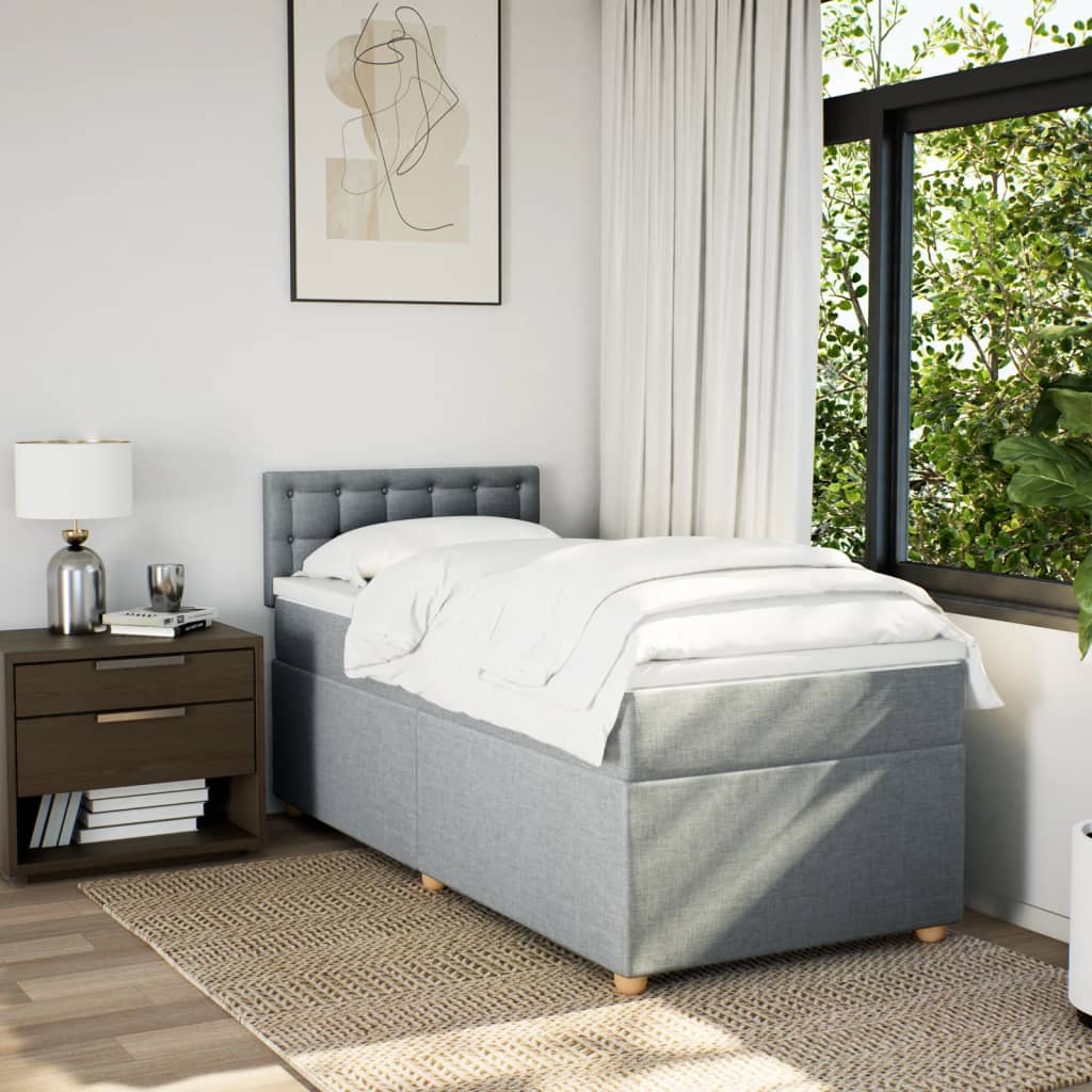 Boxspring met matras stof lichtgrijs 90x190 cm is nu te koop bij PeponiXL, paradijselijk wonen!