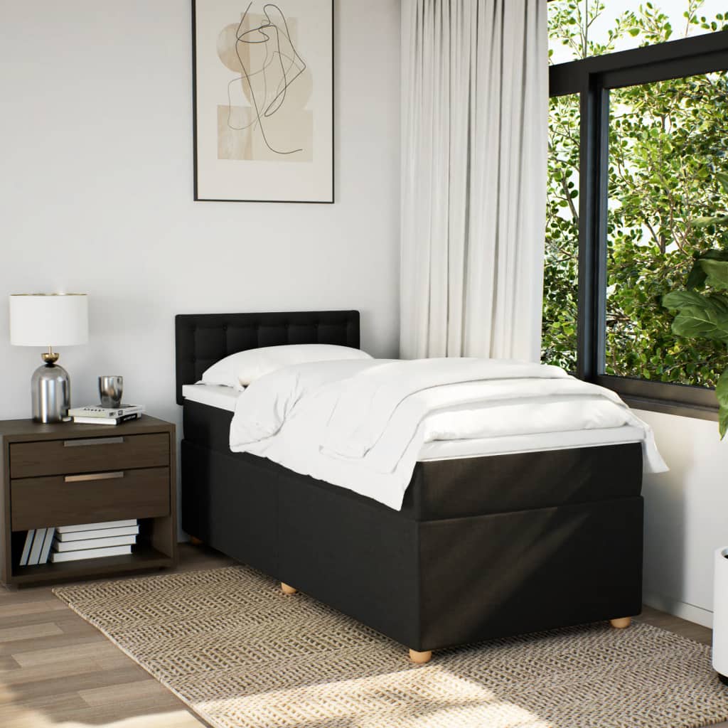 Boxspring met matras stof zwart 90x190 cm is nu te koop bij PeponiXL, paradijselijk wonen!