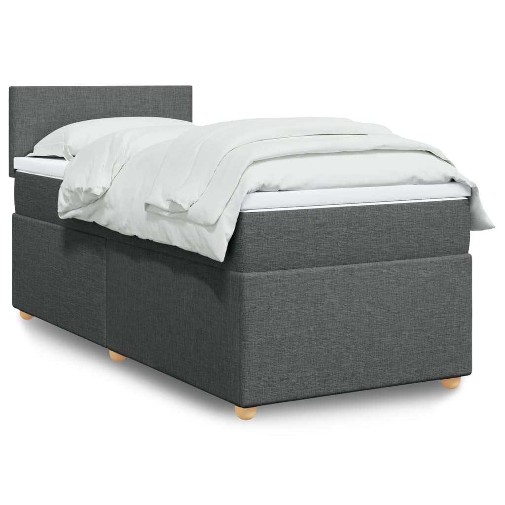 Boxspring met matras stof donkergrijs 90x200 cm is nu te koop bij PeponiXL, paradijselijk wonen!