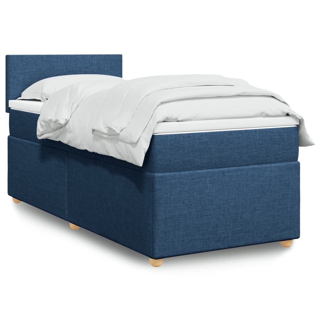 Boxspring met matras stof blauw 90x200 cm is nu te koop bij PeponiXL, paradijselijk wonen!