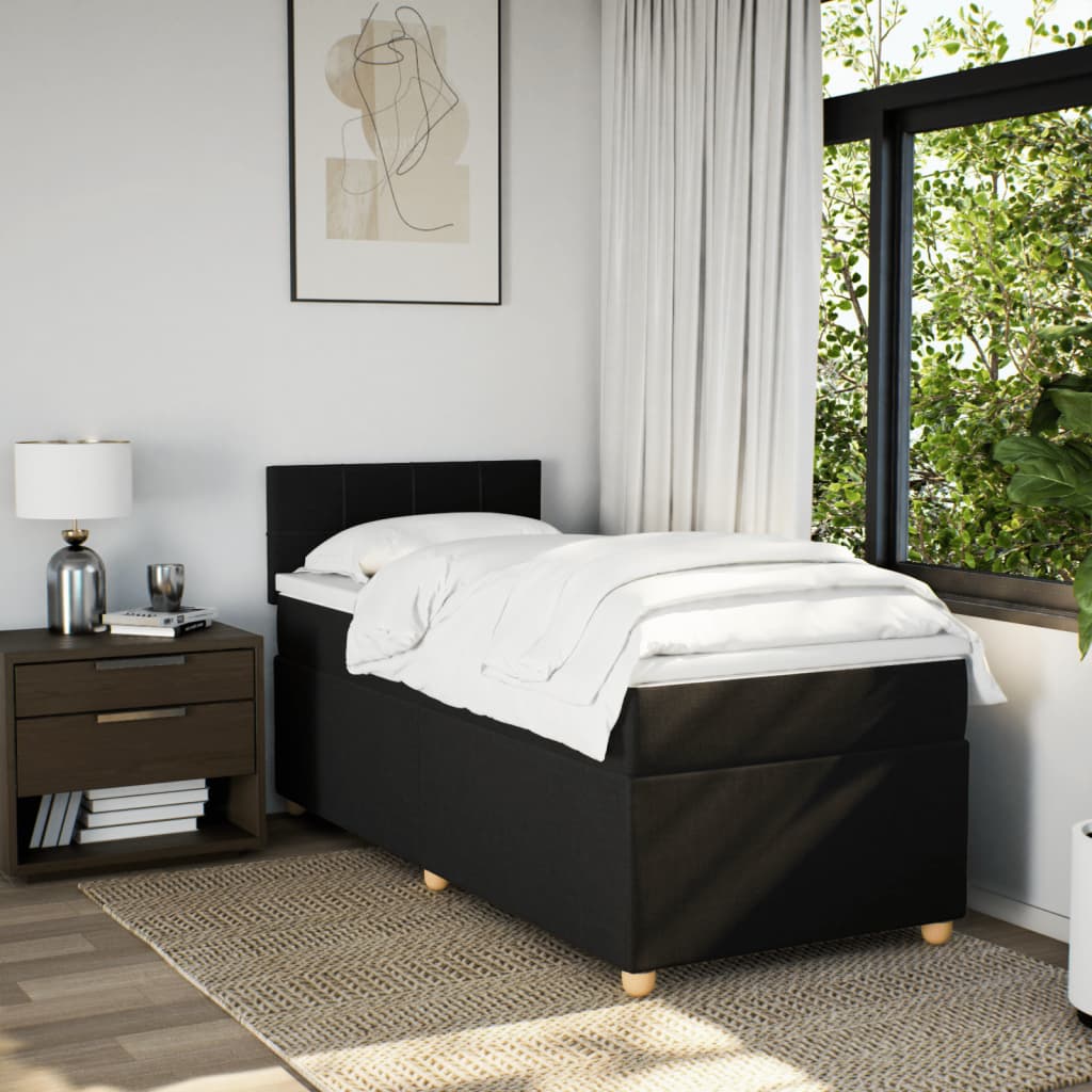 Boxspring met matras stof zwart 90x200 cm is nu te koop bij PeponiXL, paradijselijk wonen!