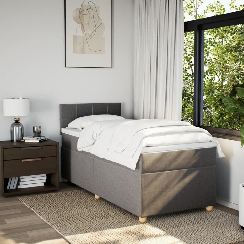 Boxspring met matras stof taupe 90x200 cm is nu te koop bij PeponiXL, paradijselijk wonen!