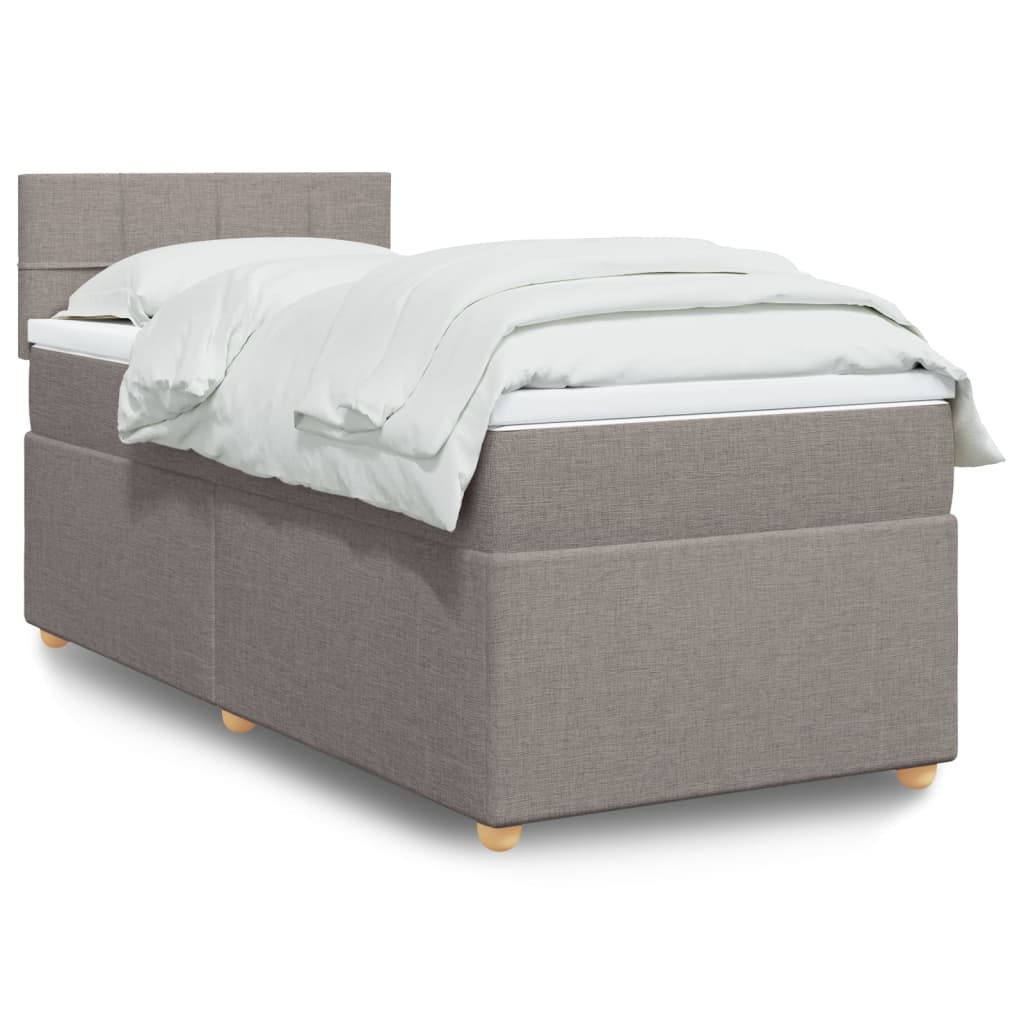 Boxspring met matras stof taupe 90x200 cm is nu te koop bij PeponiXL, paradijselijk wonen!