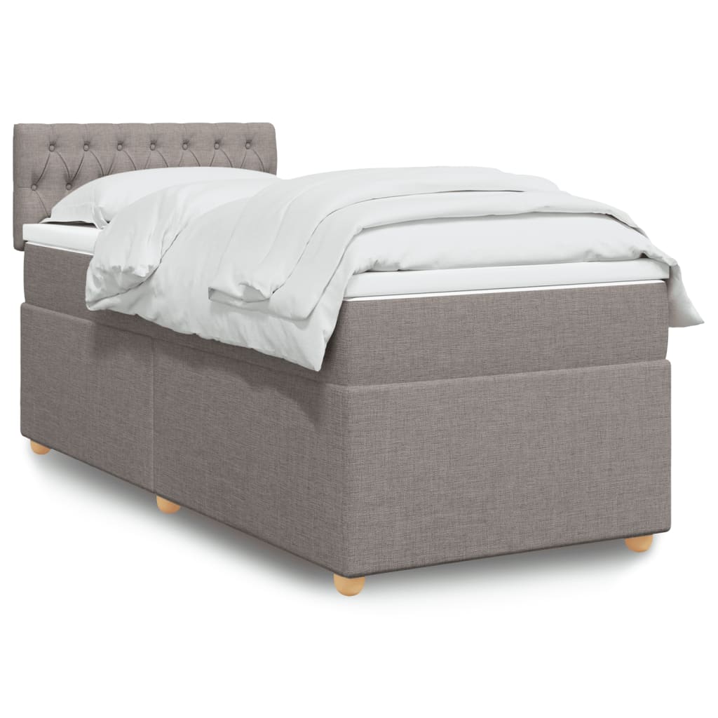 Boxspring met matras stof taupe 90x200 cm is nu te koop bij PeponiXL, paradijselijk wonen!