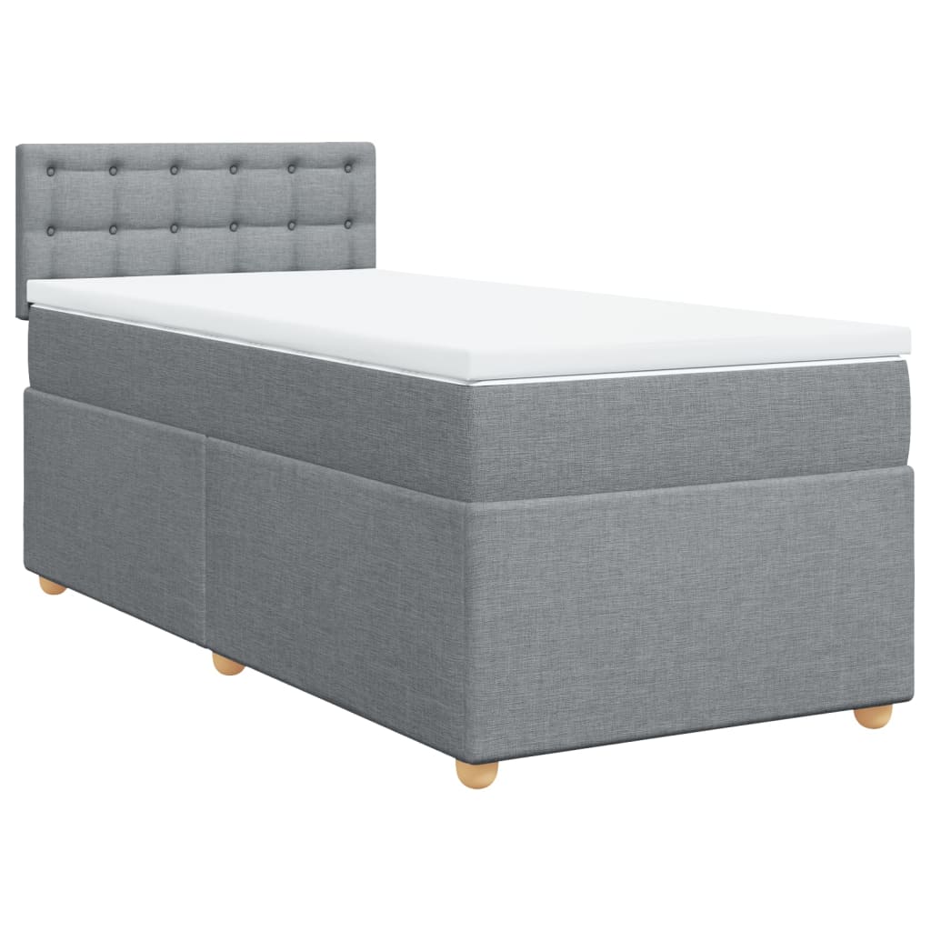 Boxspring met matras stof lichtgrijs 90x200 cm is nu te koop bij PeponiXL, paradijselijk wonen!