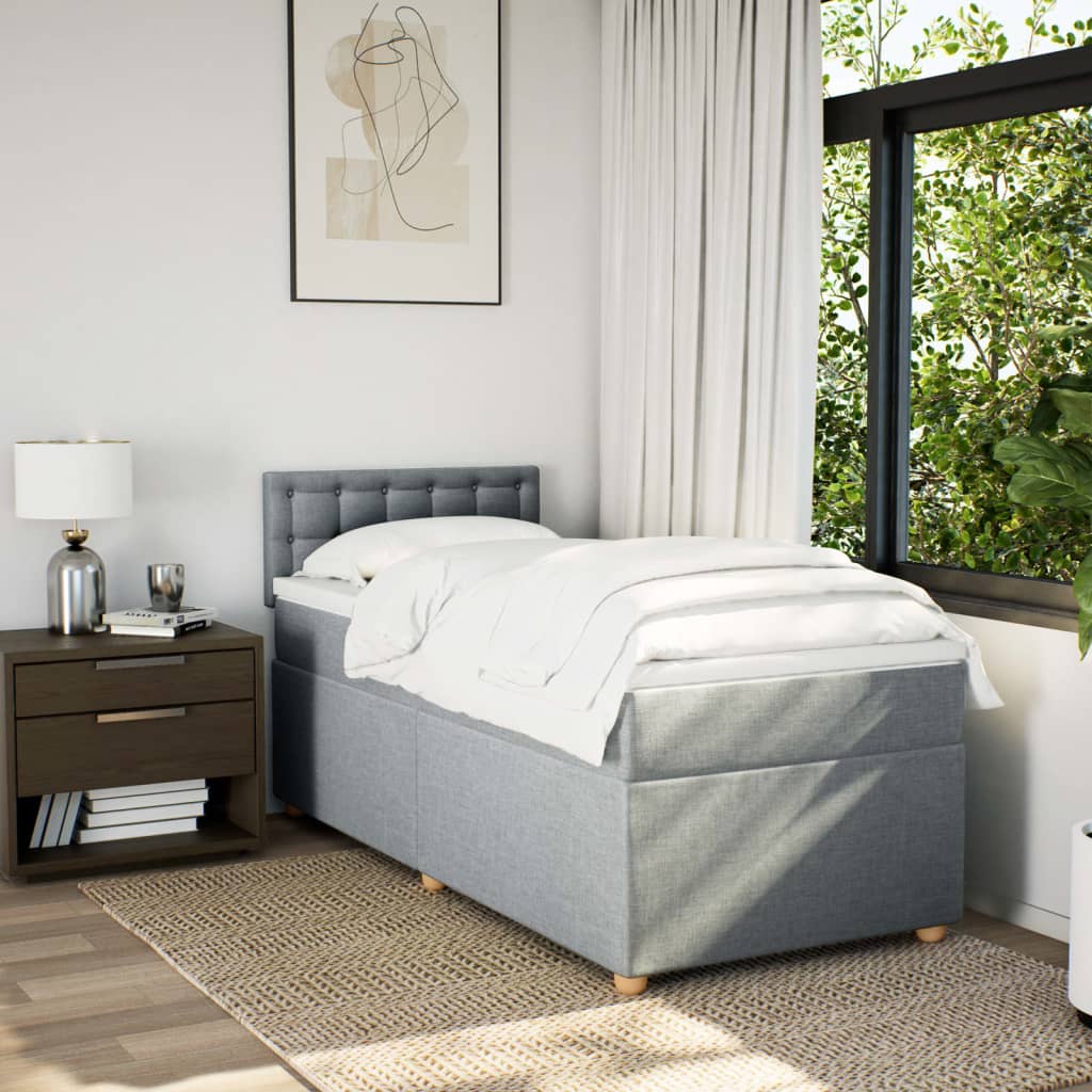Boxspring met matras stof lichtgrijs 90x200 cm is nu te koop bij PeponiXL, paradijselijk wonen!