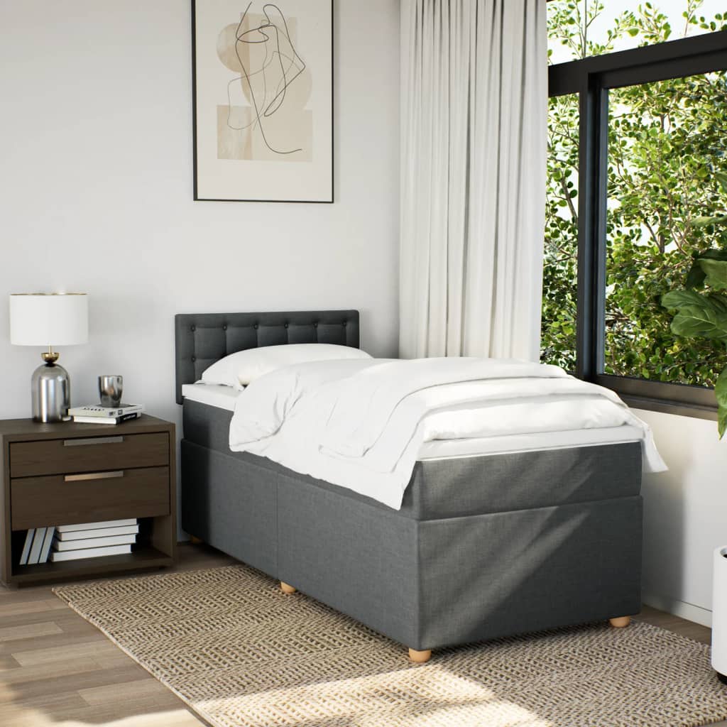 Boxspring met matras stof donkergrijs 90x200 cm is nu te koop bij PeponiXL, paradijselijk wonen!
