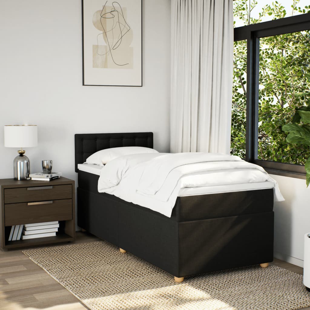Boxspring met matras stof zwart 90x200 cm is nu te koop bij PeponiXL, paradijselijk wonen!