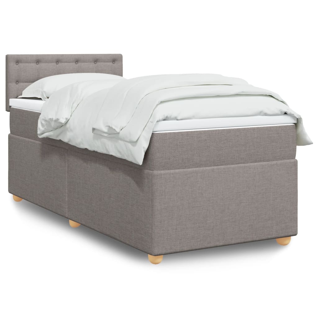 Boxspring met matras stof taupe 90x200 cm is nu te koop bij PeponiXL, paradijselijk wonen!