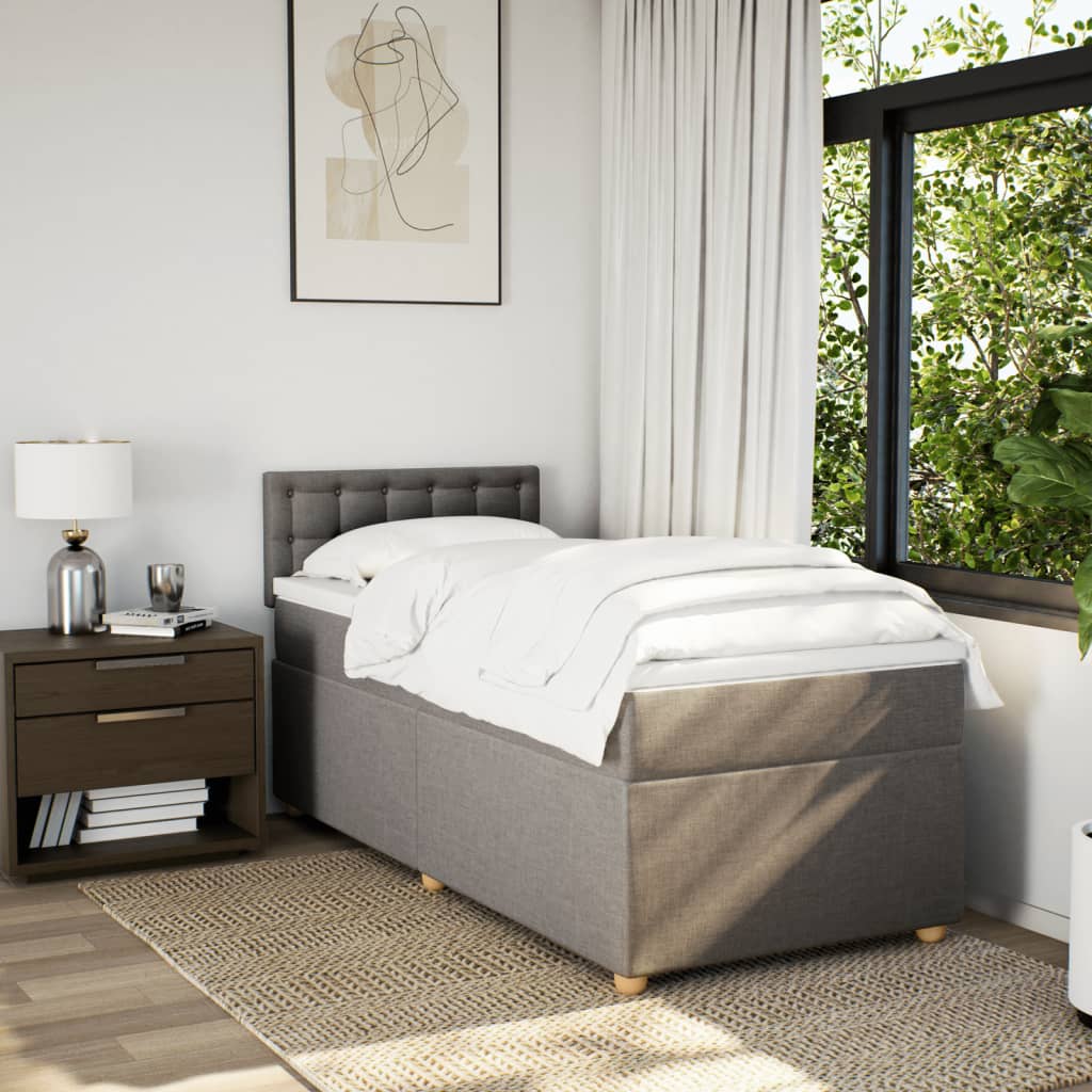 Boxspring met matras stof taupe 90x200 cm is nu te koop bij PeponiXL, paradijselijk wonen!