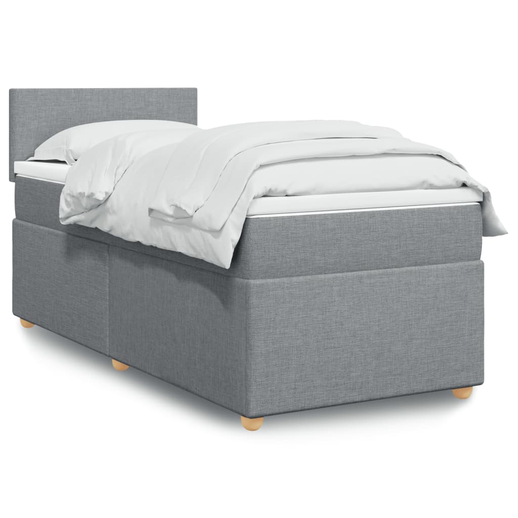 Boxspring met matras stof lichtgrijs 100x200 cm is nu te koop bij PeponiXL, paradijselijk wonen!