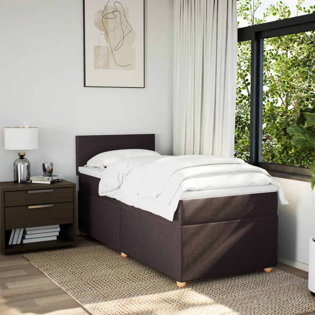 Boxspring met matras stof donkerbruin 100x200 cm is nu te koop bij PeponiXL, paradijselijk wonen!