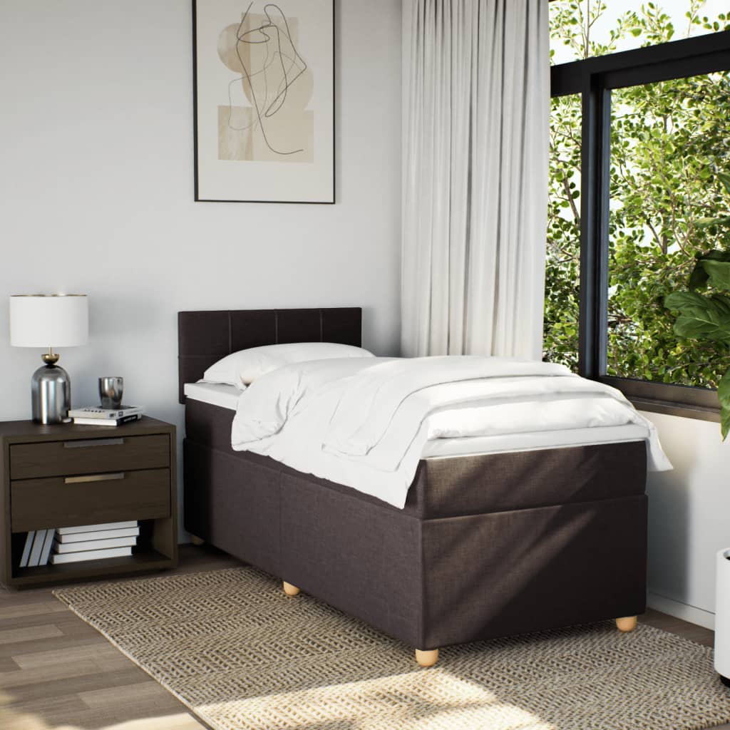 Boxspring met matras stof donkerbruin 100x200 cm is nu te koop bij PeponiXL, paradijselijk wonen!