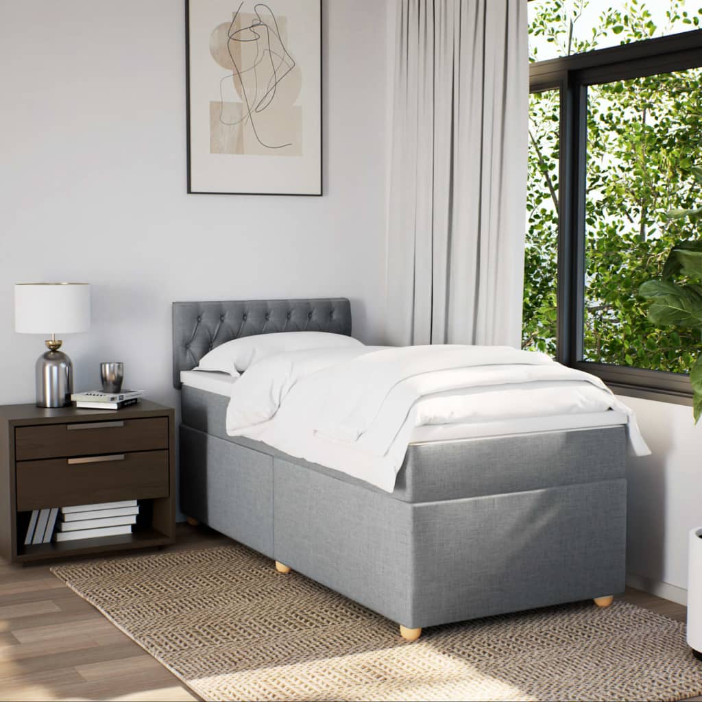 Boxspring met matras stof lichtgrijs 100x200 cm is nu te koop bij PeponiXL, paradijselijk wonen!