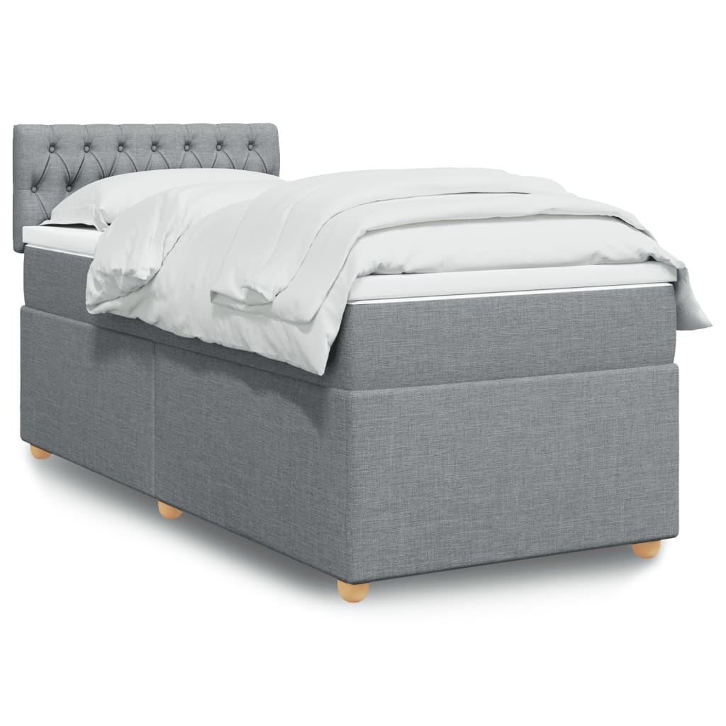 Boxspring met matras stof lichtgrijs 100x200 cm is nu te koop bij PeponiXL, paradijselijk wonen!