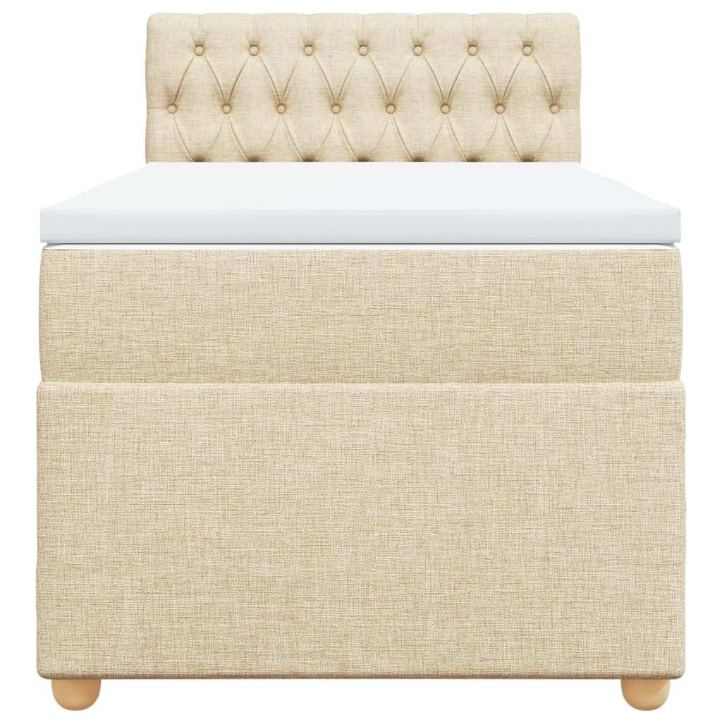 Boxspring met matras stof crèmekleurig 100x200 cm is nu te koop bij PeponiXL, paradijselijk wonen!