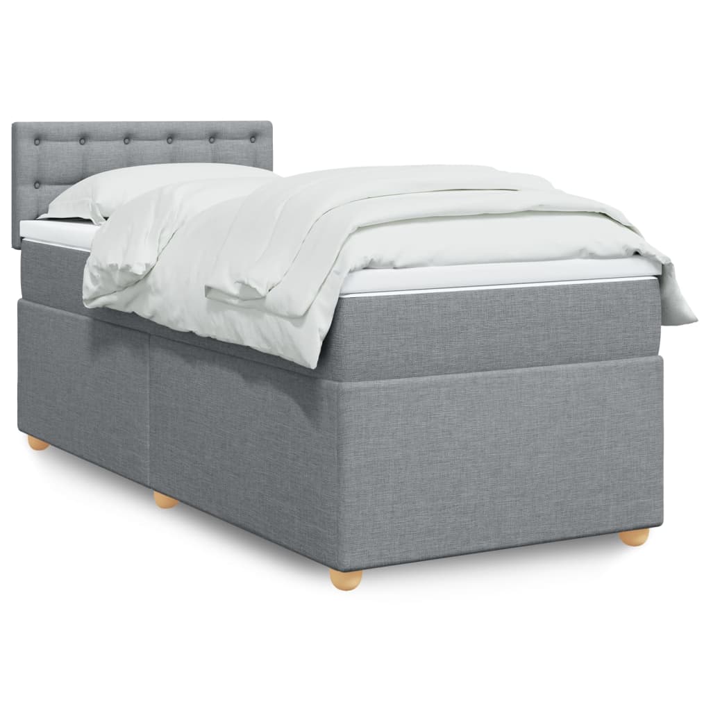 Boxspring met matras stof lichtgrijs 100x200 cm is nu te koop bij PeponiXL, paradijselijk wonen!