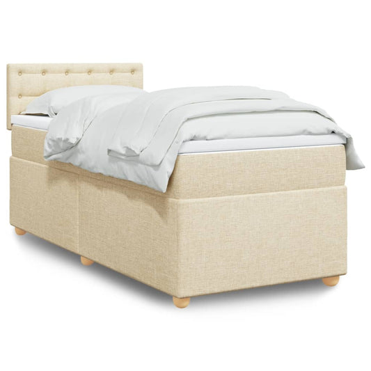 Boxspring met matras stof crèmekleurig 100x200 cm is nu te koop bij PeponiXL, paradijselijk wonen!