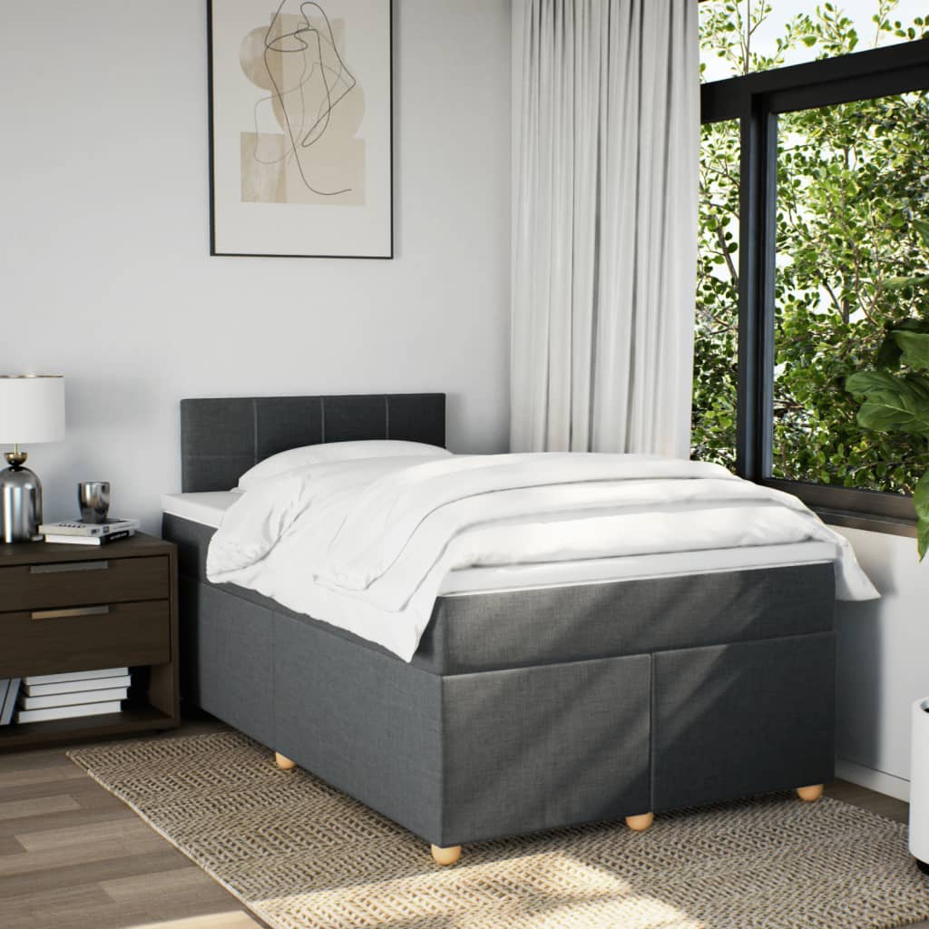 Boxspring met matras stof donkergrijs 120x190 cm is nu te koop bij PeponiXL, paradijselijk wonen!