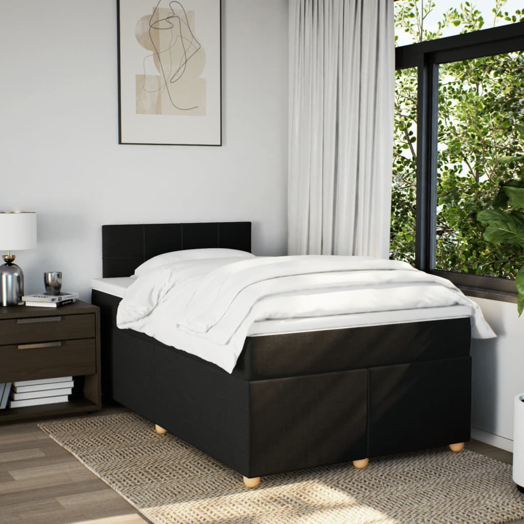 Boxspring met matras stof zwart 120x190 cm is nu te koop bij PeponiXL, paradijselijk wonen!