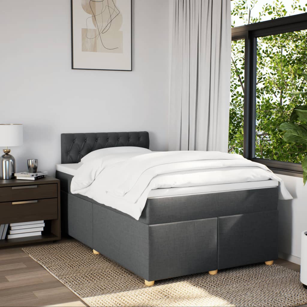 Boxspring met matras stof donkergrijs 120x190 cm is nu te koop bij PeponiXL, paradijselijk wonen!