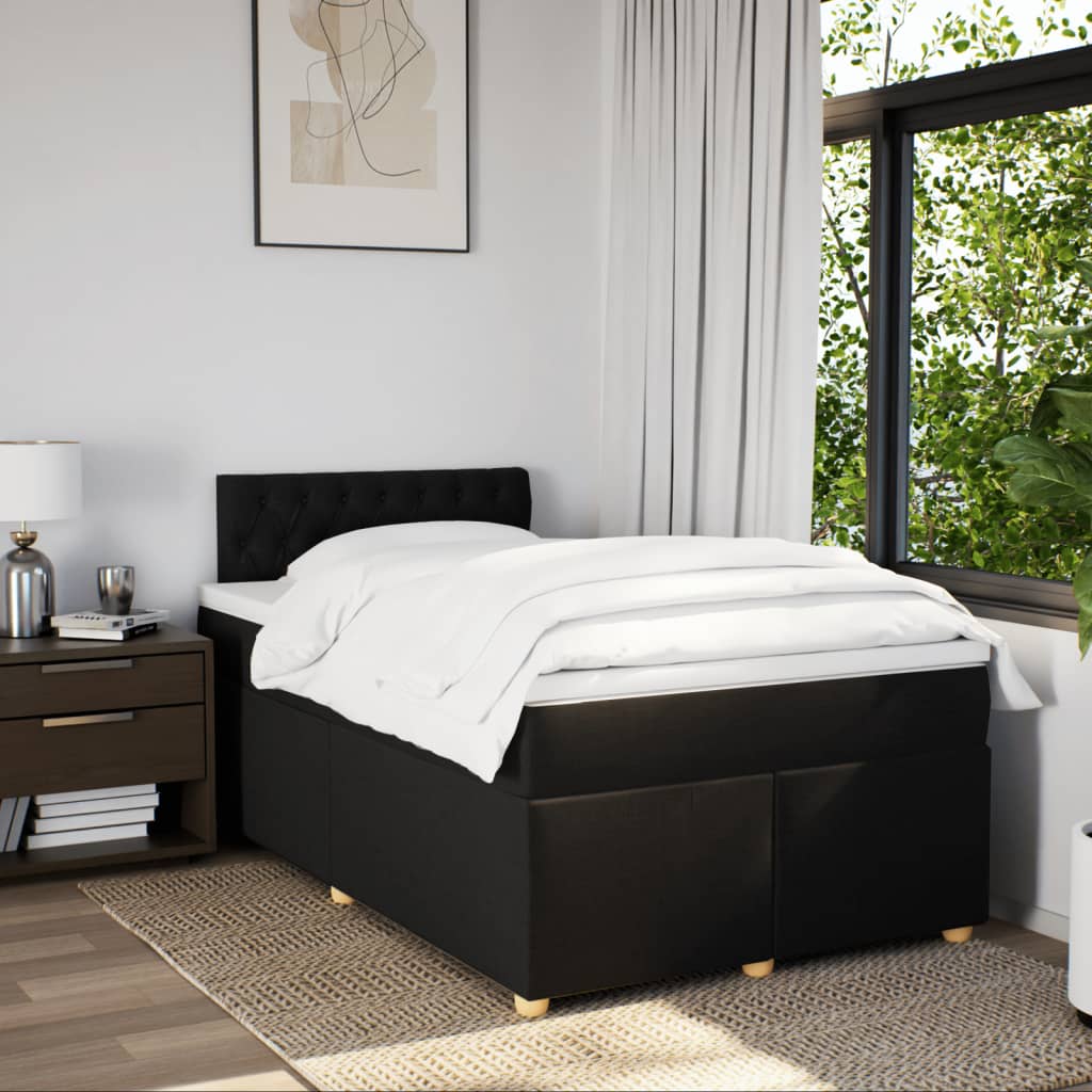 Boxspring met matras stof zwart 120x190 cm is nu te koop bij PeponiXL, paradijselijk wonen!