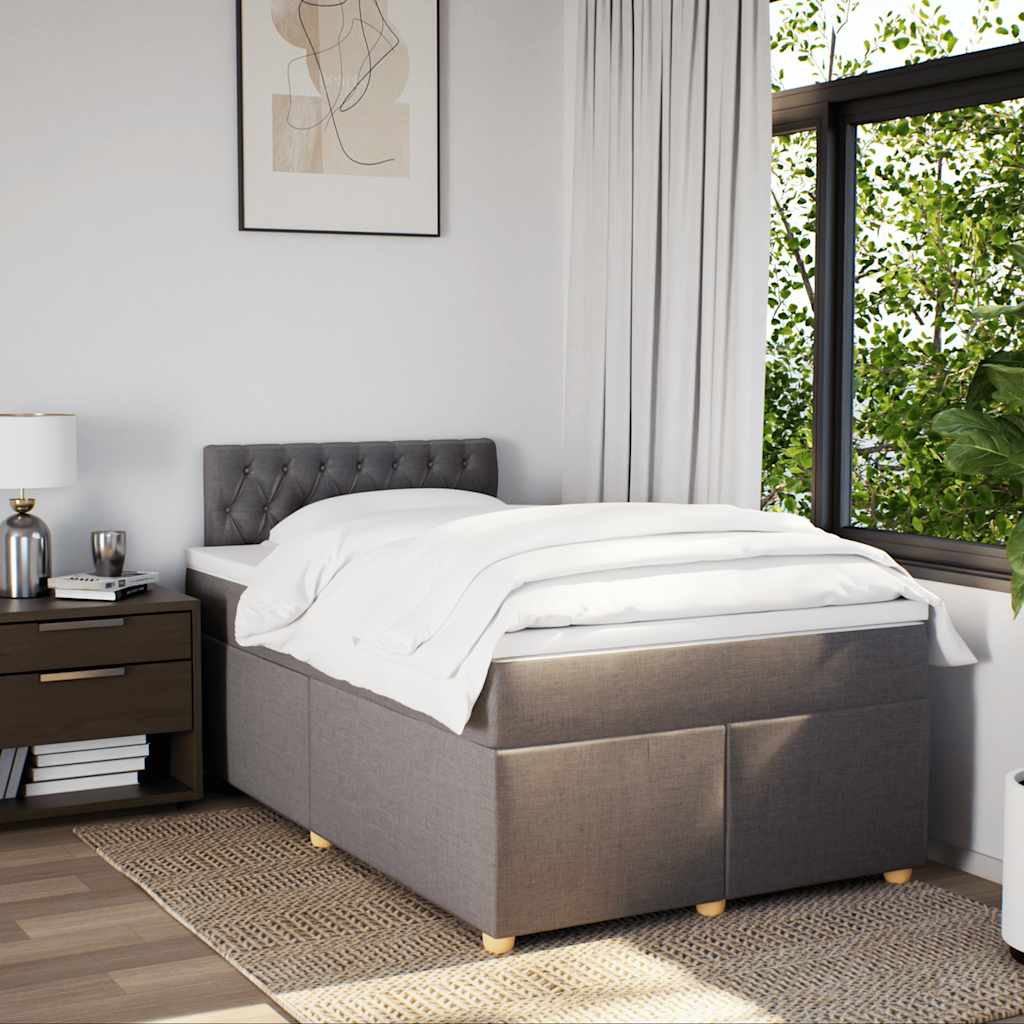 Boxspring met matras stof taupe 120x190 cm is nu te koop bij PeponiXL, paradijselijk wonen!