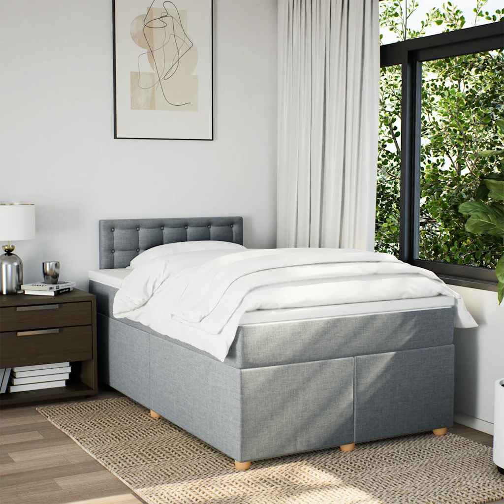 Boxspring met matras stof lichtgrijs 120x190 cm is nu te koop bij PeponiXL, paradijselijk wonen!