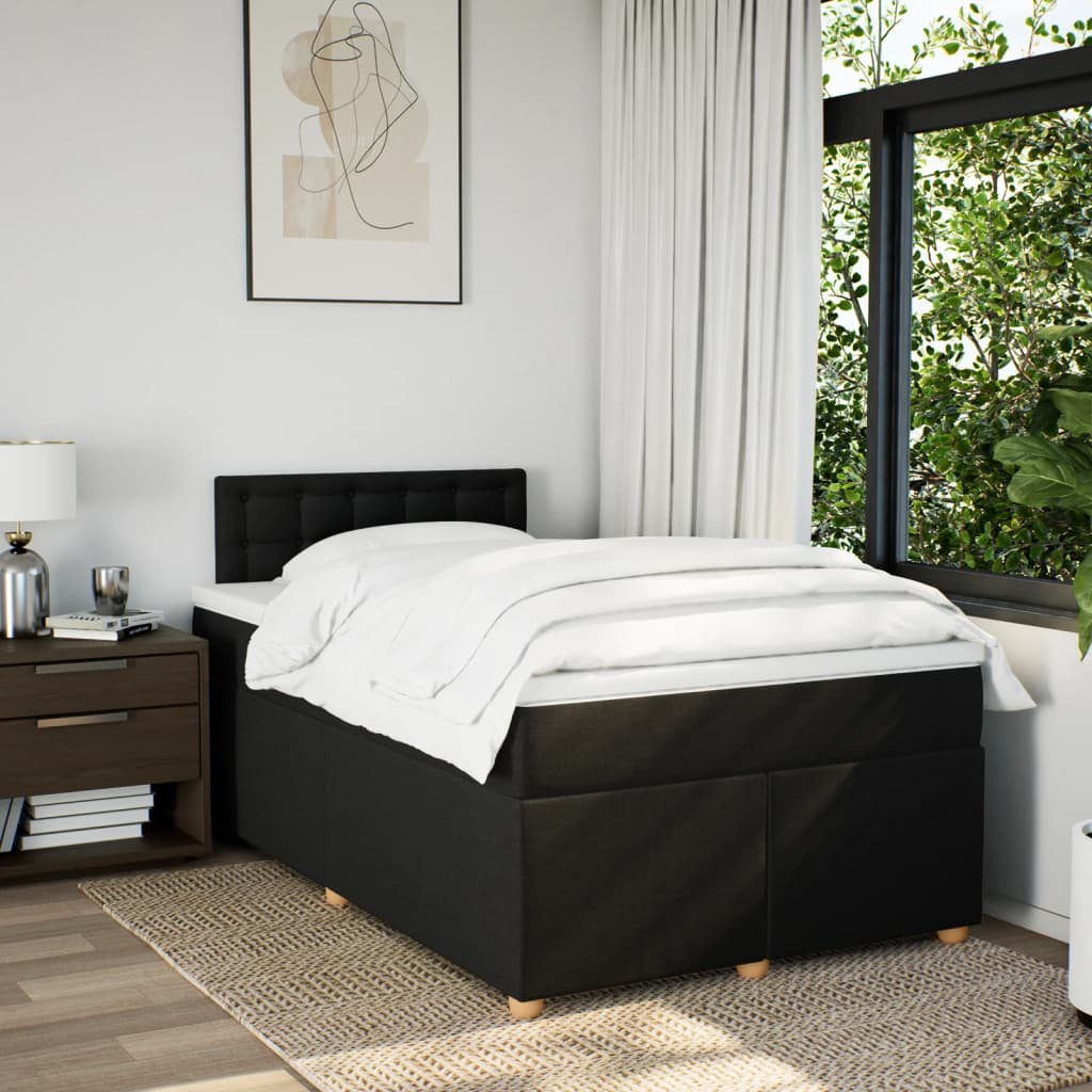 Boxspring met matras stof zwart 120x190 cm is nu te koop bij PeponiXL, paradijselijk wonen!