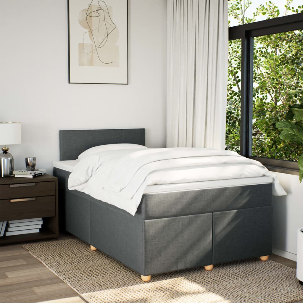 Boxspring met matras stof donkergrijs 120x200 cm is nu te koop bij PeponiXL, paradijselijk wonen!