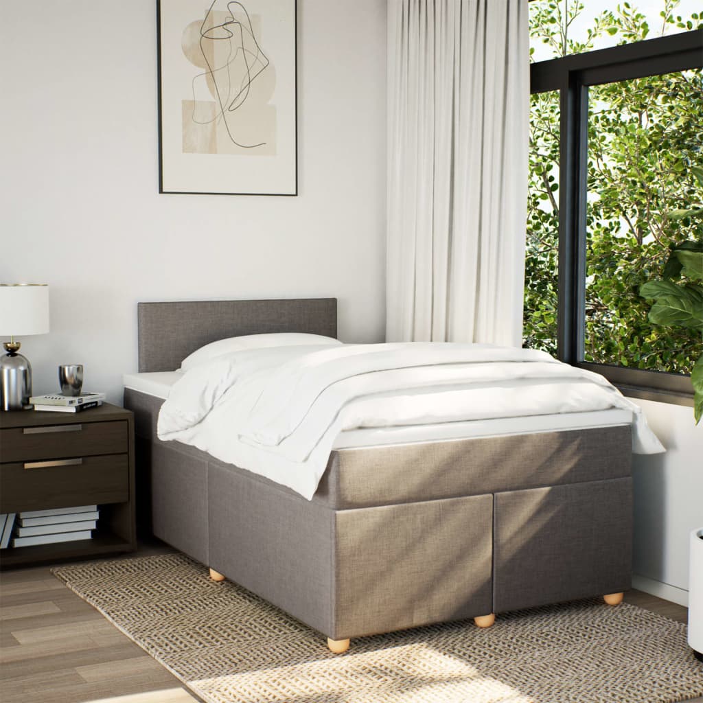 Boxspring met matras stof taupe 120x200 cm is nu te koop bij PeponiXL, paradijselijk wonen!