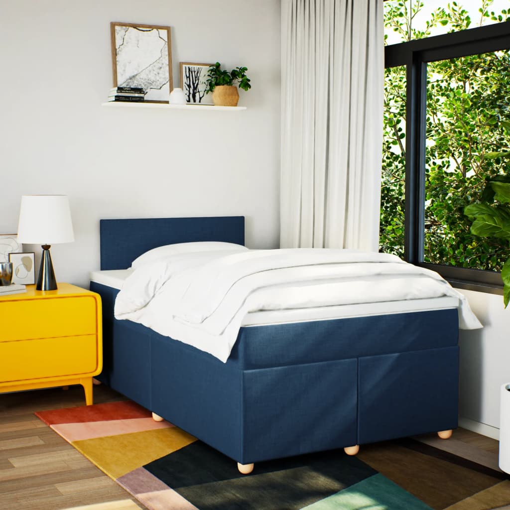 Boxspring met matras stof blauw 120x200 cm is nu te koop bij PeponiXL, paradijselijk wonen!