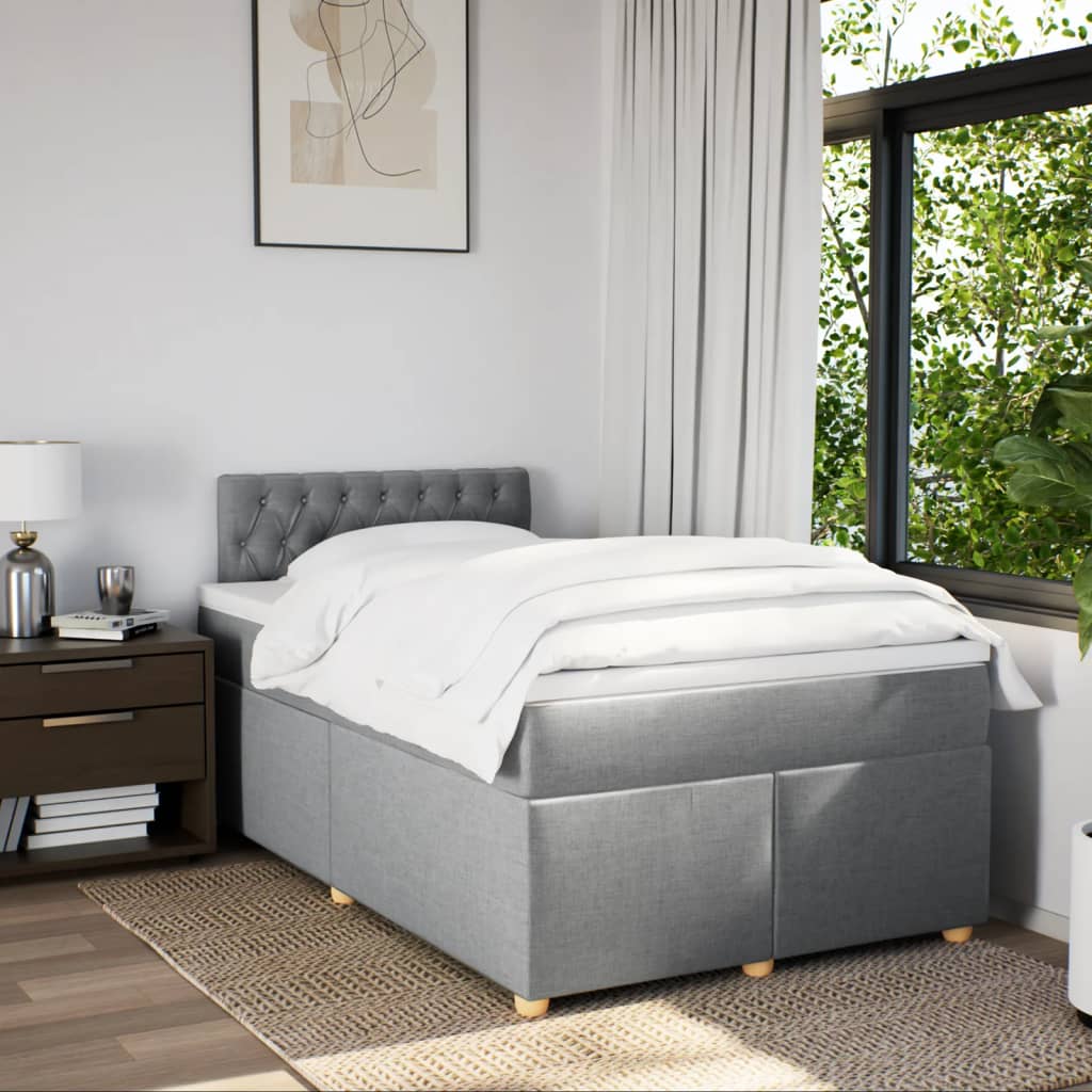 Boxspring met matras stof lichtgrijs 120x200 cm is nu te koop bij PeponiXL, paradijselijk wonen!