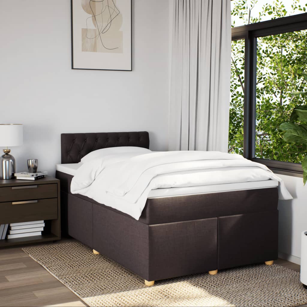 Boxspring met matras stof donkerbruin 120x200 cm is nu te koop bij PeponiXL, paradijselijk wonen!