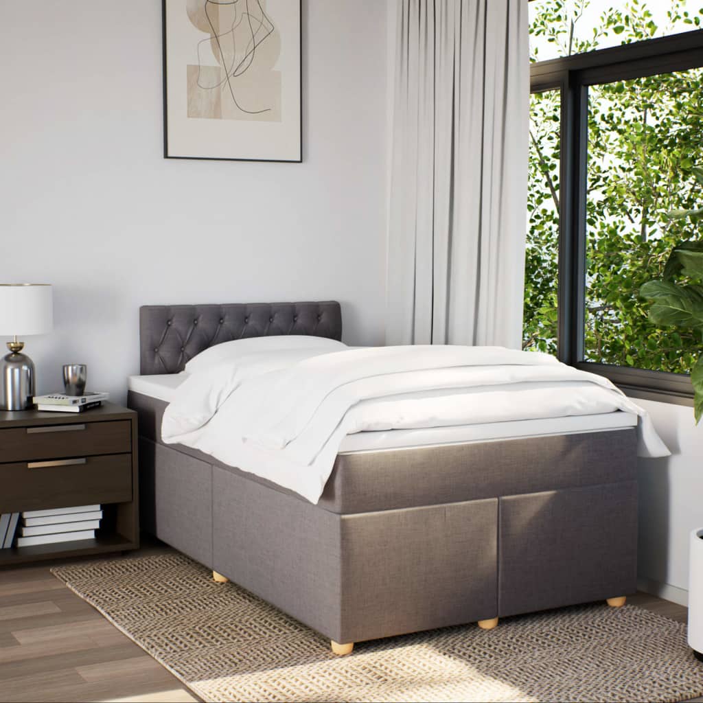 Boxspring met matras stof taupe 120x200 cm is nu te koop bij PeponiXL, paradijselijk wonen!