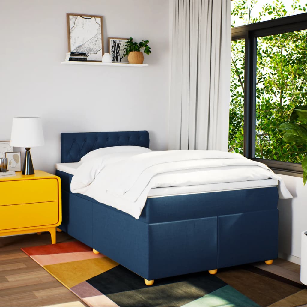 Boxspring met matras stof blauw 120x200 cm is nu te koop bij PeponiXL, paradijselijk wonen!
